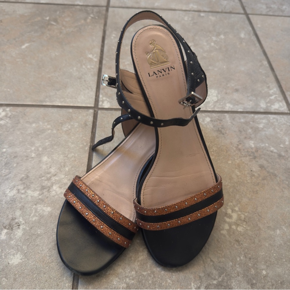 Lanvin Paris Sandals – EU 39 / US 9 – Glitter & Stud Detail